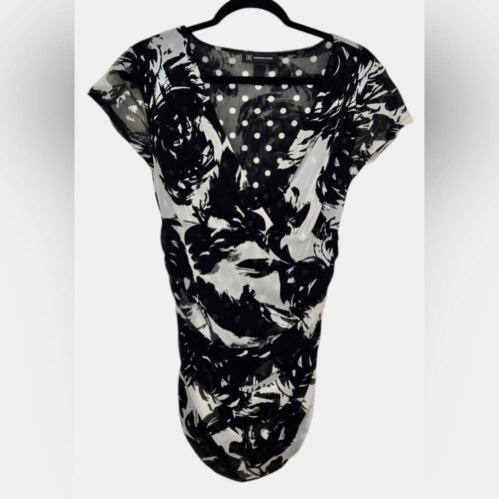 INC International Concepts Black and White Floral Blouse